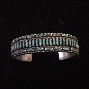 Signed turquoise and sterling silver bracelet